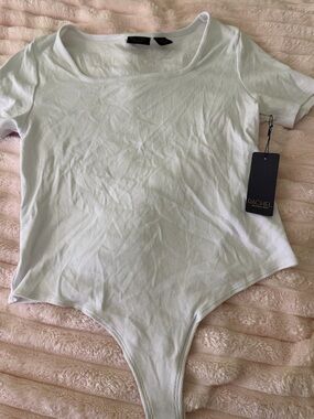 Rachel Mint Ribbed Scoop Neck Short Sleeve Bodysuit